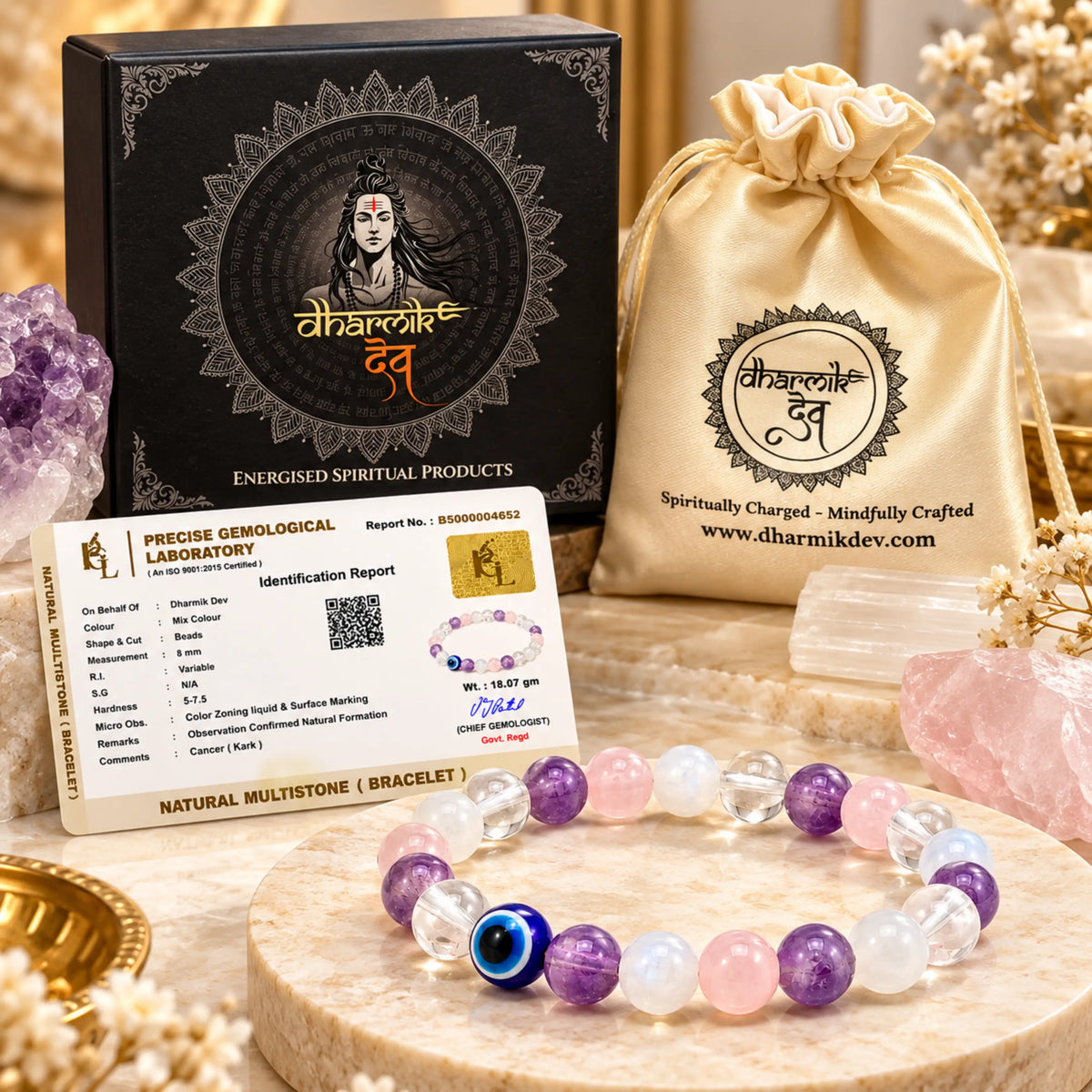 Cancer (Karka) Crystal Bracelet (Govt Lab Certified)