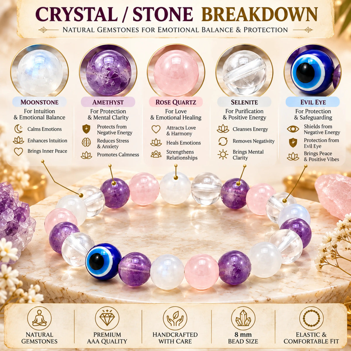 Cancer (Karka) Crystal Bracelet (Govt Lab Certified)