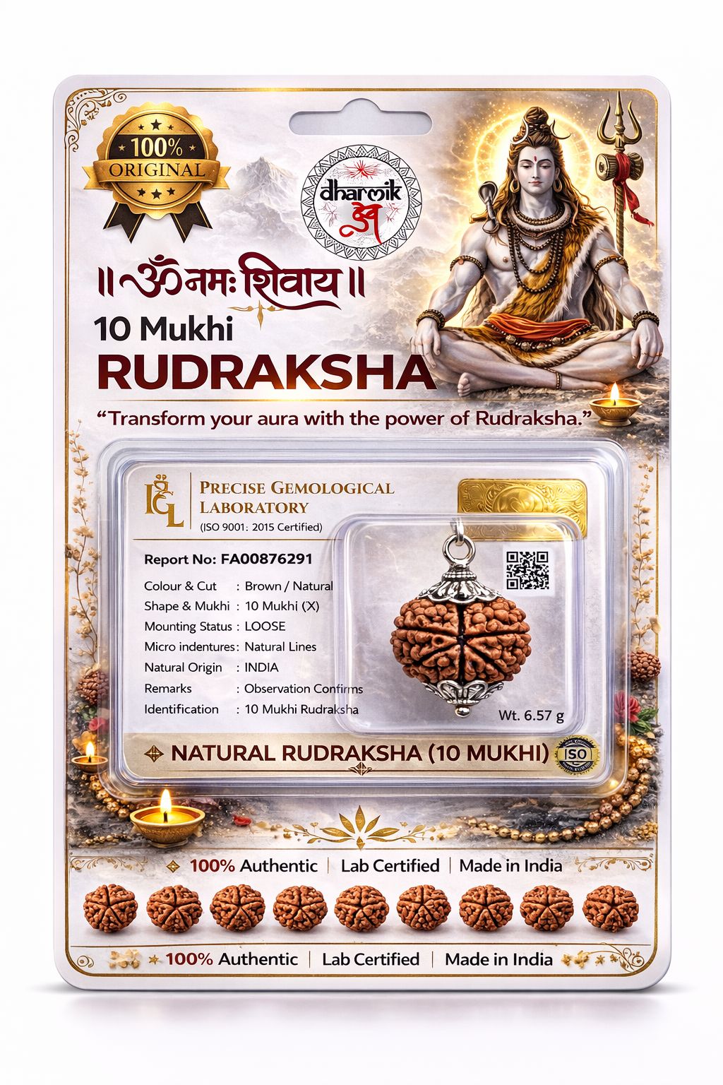 10 Mukhi Rudraksha (Government Lab Certified)