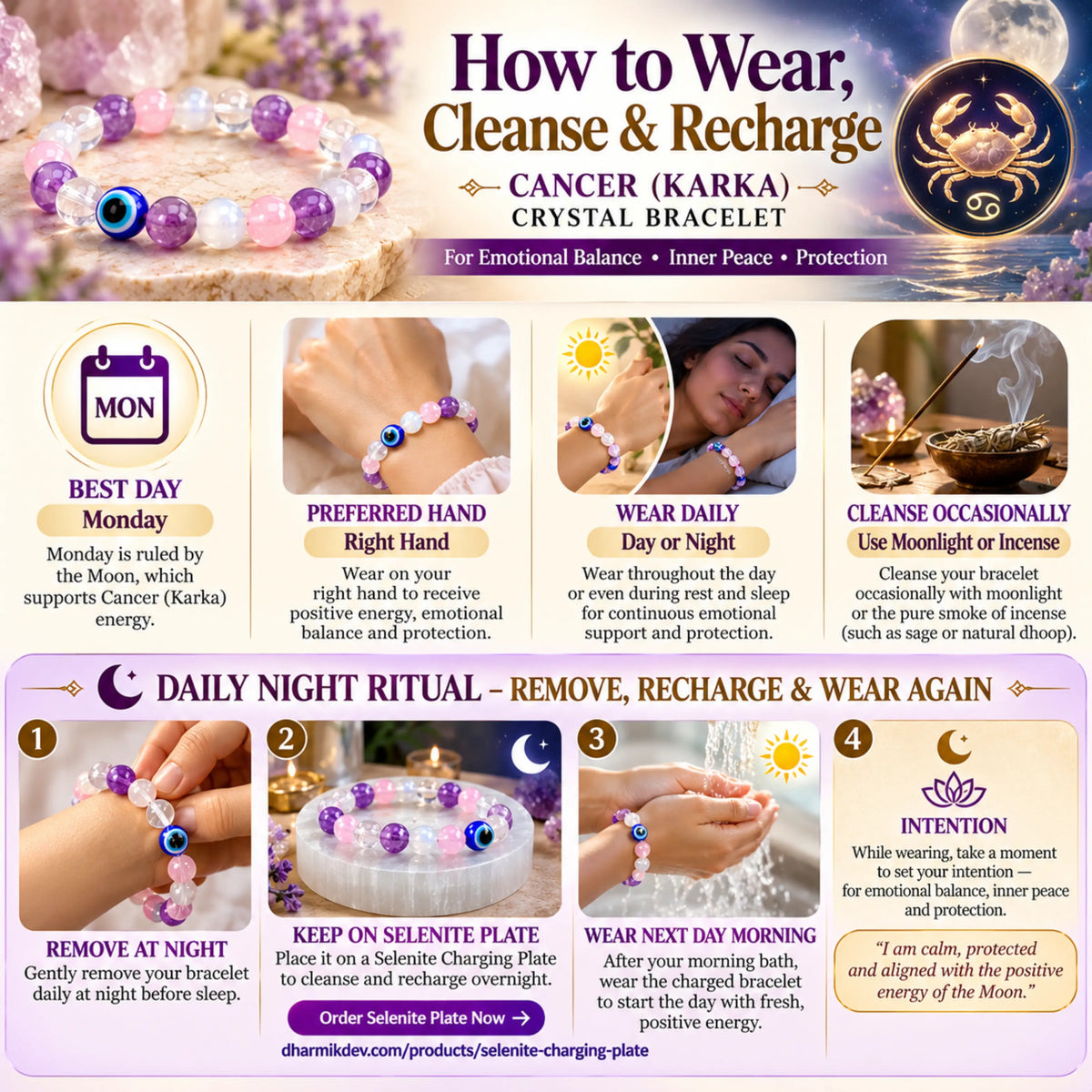 Cancer (Karka) Crystal Bracelet (Govt Lab Certified)