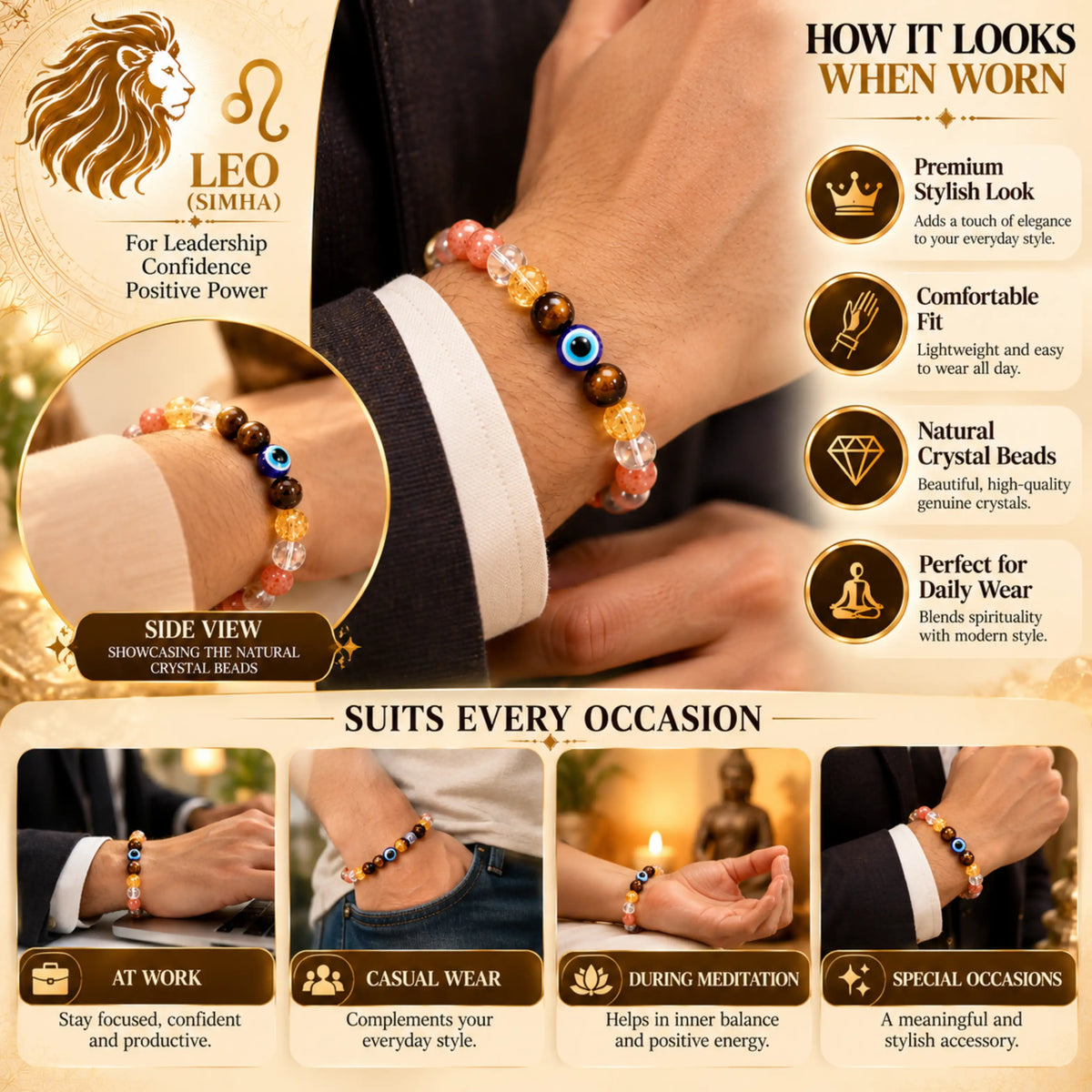 Leo (Simha) Crystal Bracelet (Govt Lab Certified)