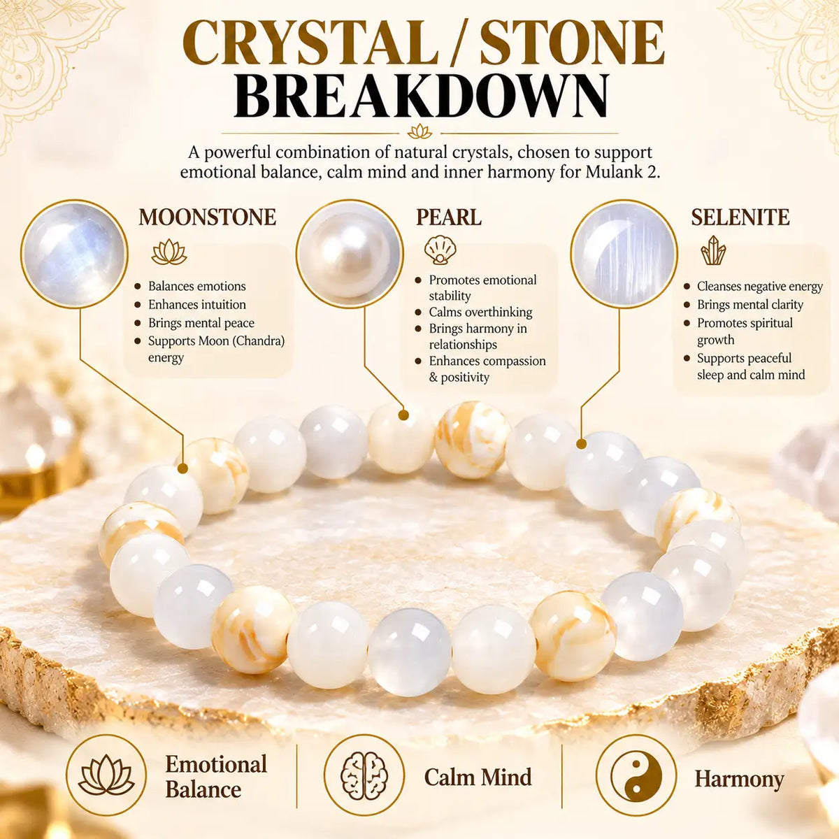 Mulank 2 Crystal Bracelet (Govt Lab Certified)