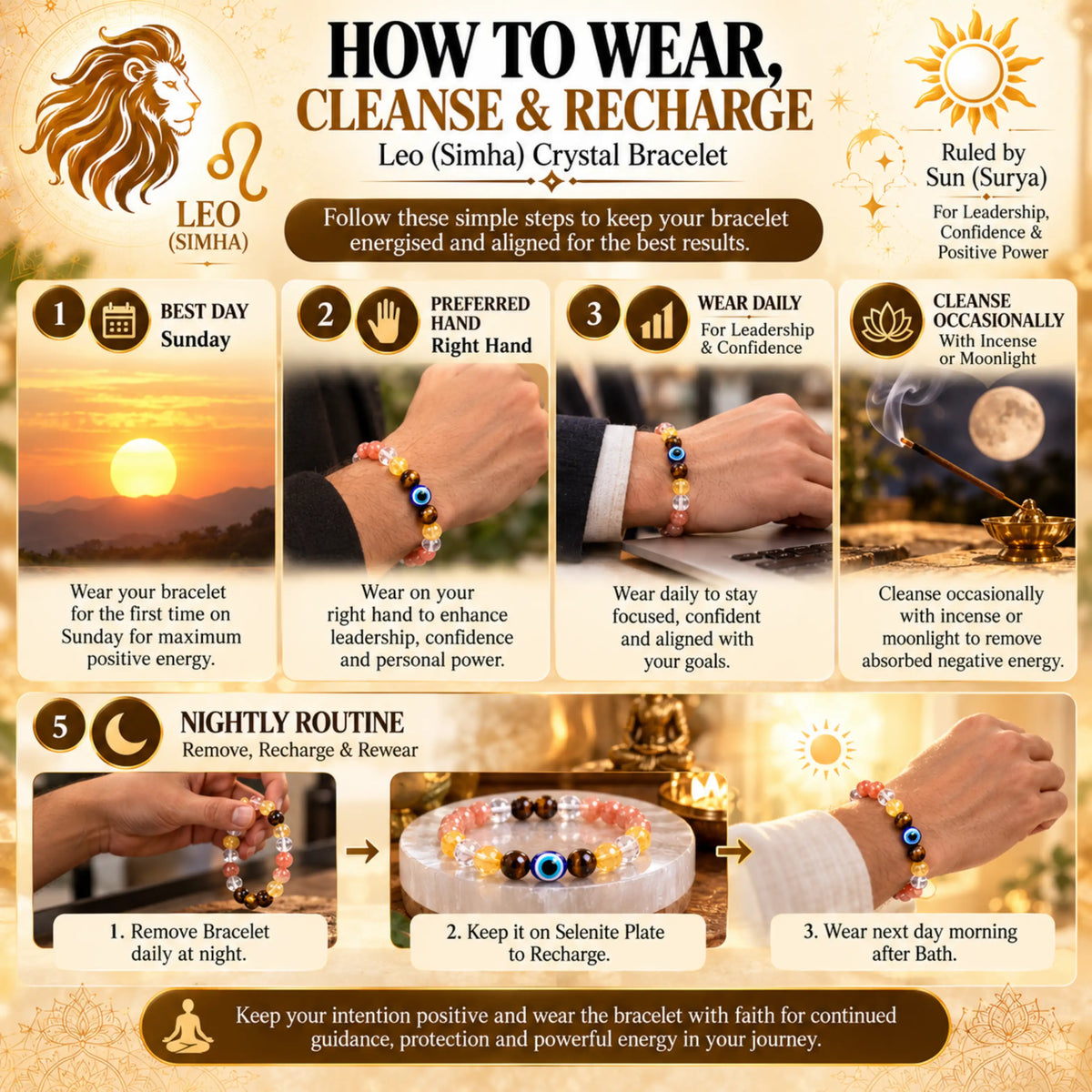 Leo (Simha) Crystal Bracelet (Govt Lab Certified)
