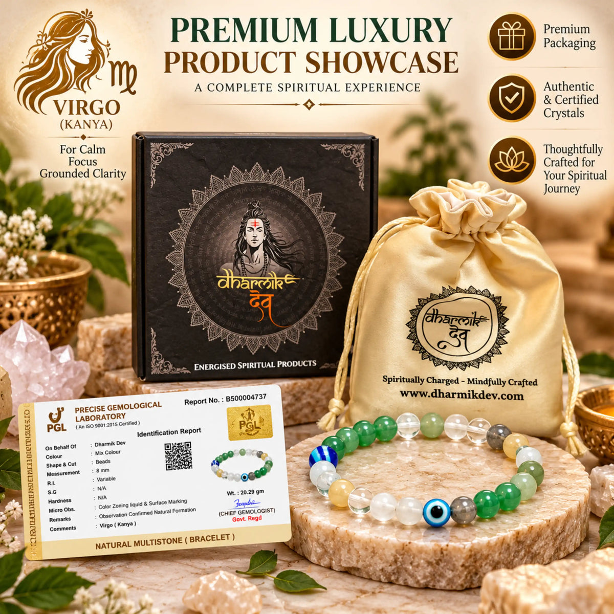 VIRGO (Kanya) Crystal Bracelet (Govt Lab Certified)