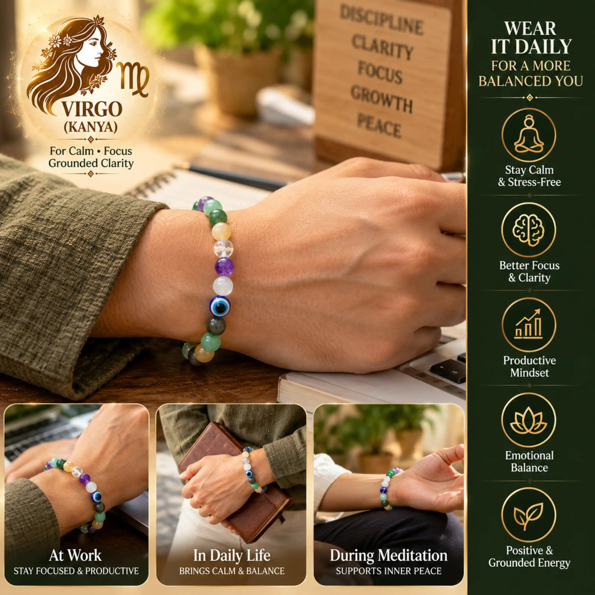 VIRGO (Kanya) Crystal Bracelet (Govt Lab Certified)