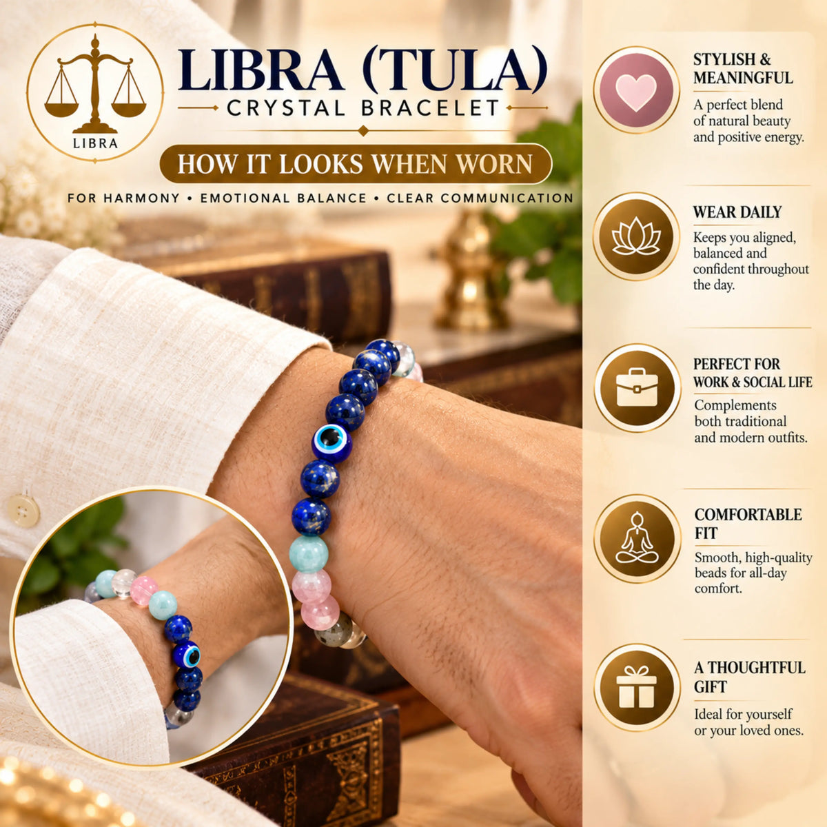 Libra (Tula) Crystal Bracelet (Govt Lab Certified)