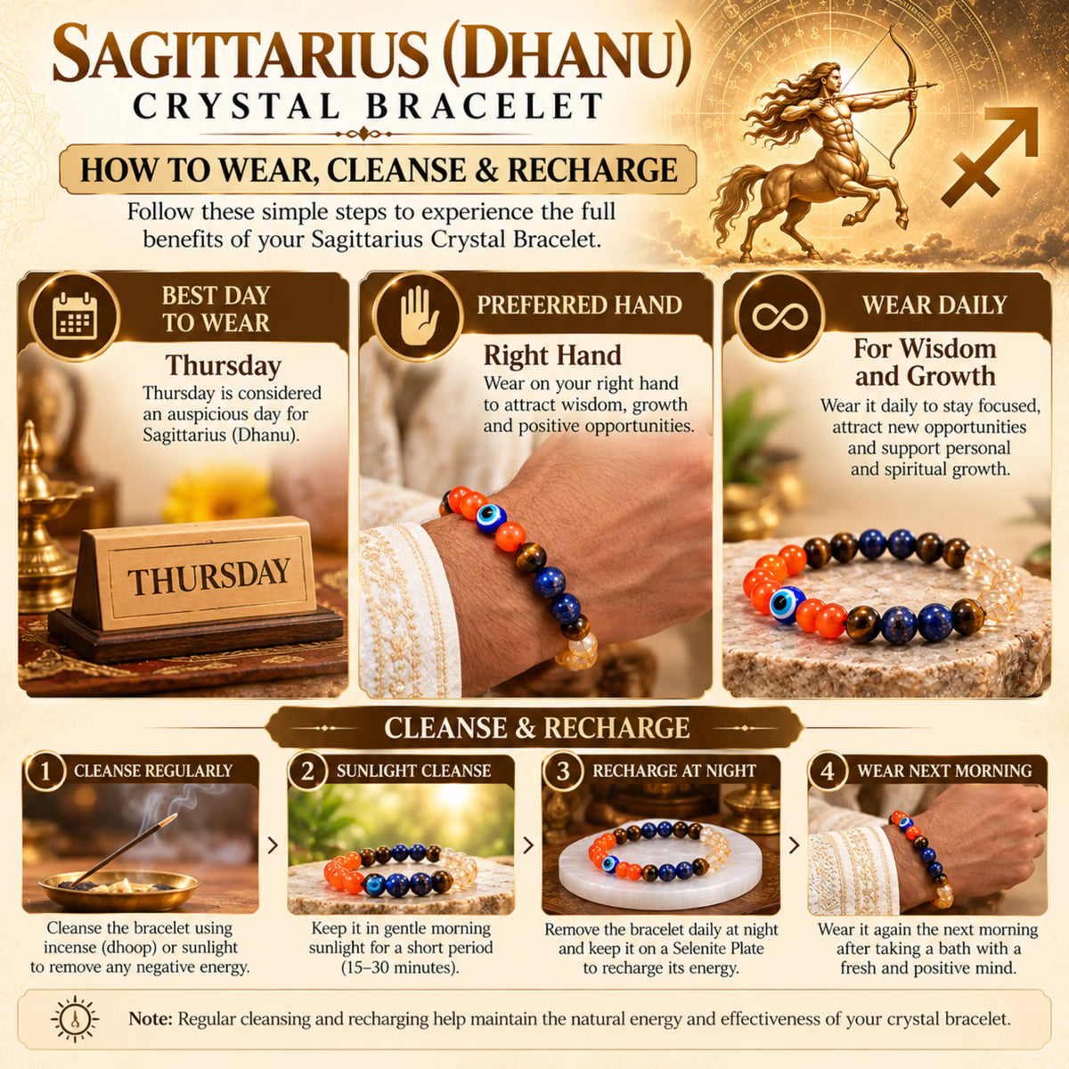 Sagittarius (Dhanu) Crystal Bracelet (Govt Lab Certified)