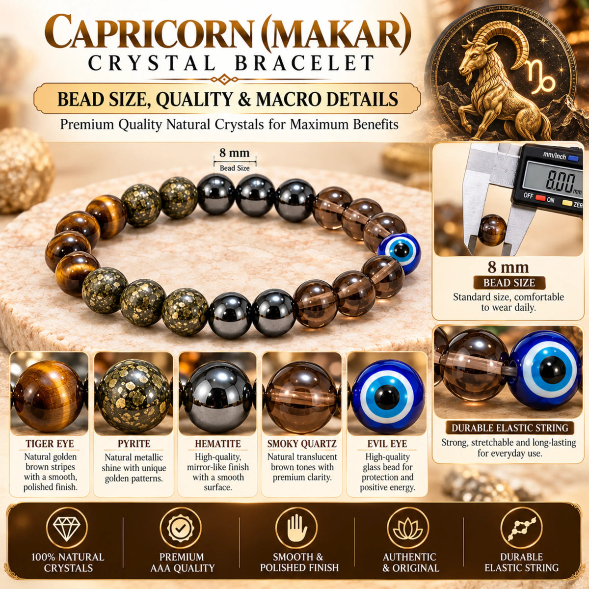 Capricorn (Makar) Crystal Bracelet (Govt Lab Certified)