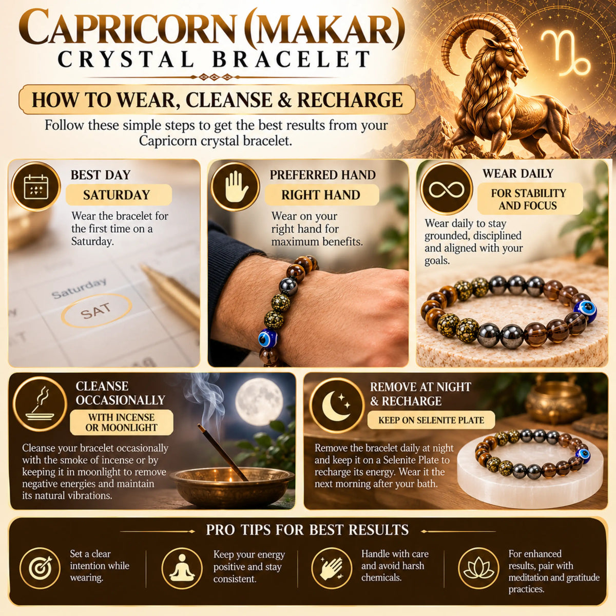 Capricorn (Makar) Crystal Bracelet (Govt Lab Certified)