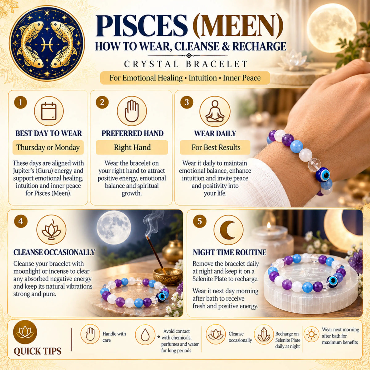 Pisces (Meen) Crystal Bracelet (Govt Lab Certified)