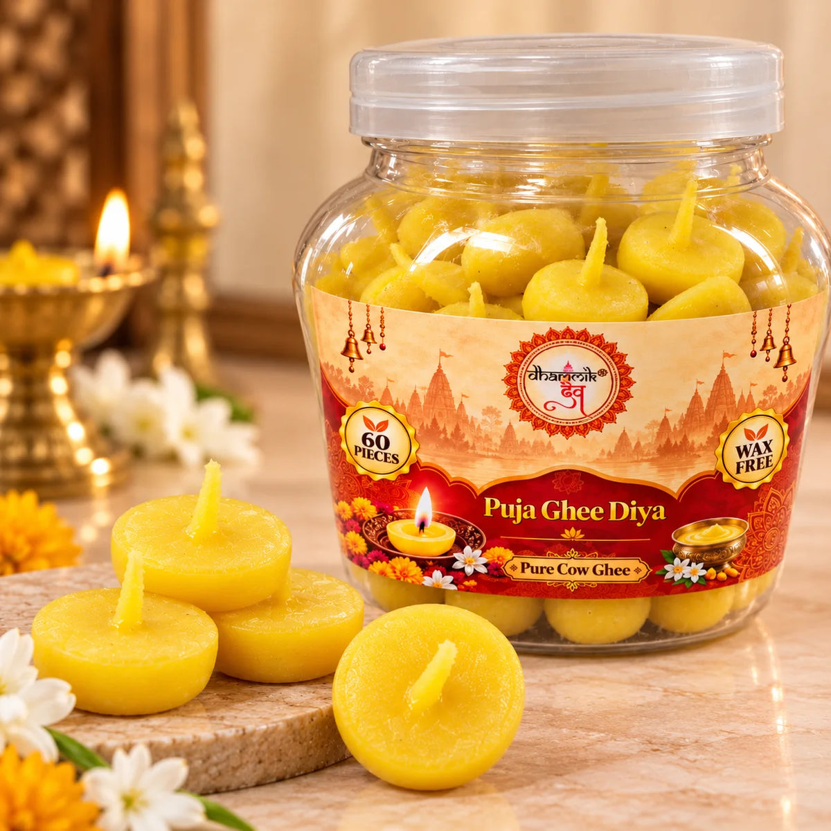 Ghee Diya – Ready to Light for Daily Puja & Aarti | Dharmik Dev
