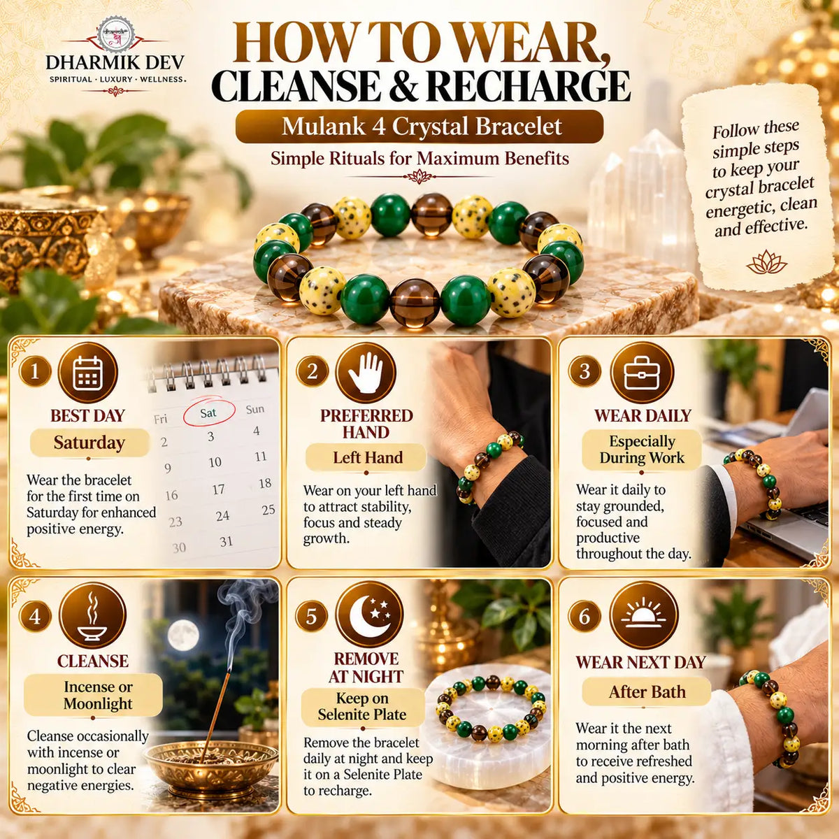 Mulank 4 Crystal Bracelet (Govt Lab Certified)