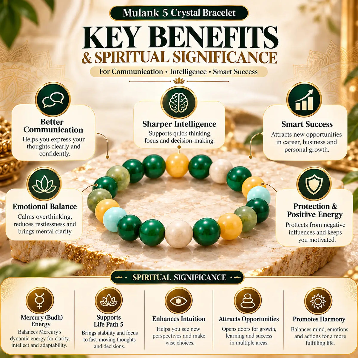 Mulank 5 Crystal Bracelet (Govt Lab Certified)
