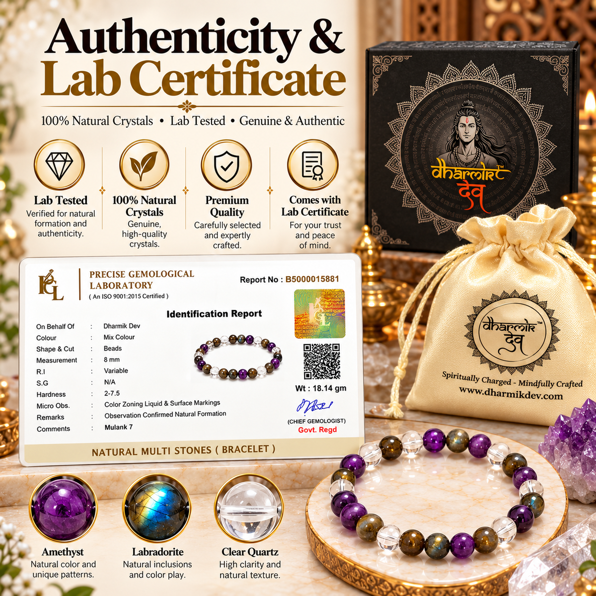 Mulank 7 Crystal Bracelet (Govt Lab Certified)