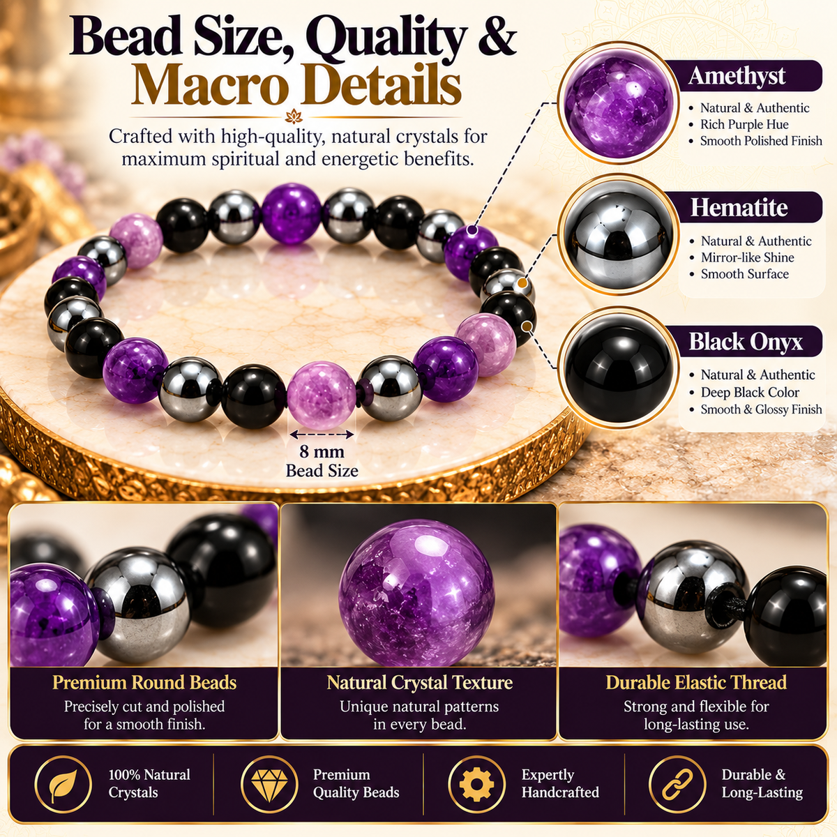Mulank 8 Crystal Bracelet (Govt Lab Certified)