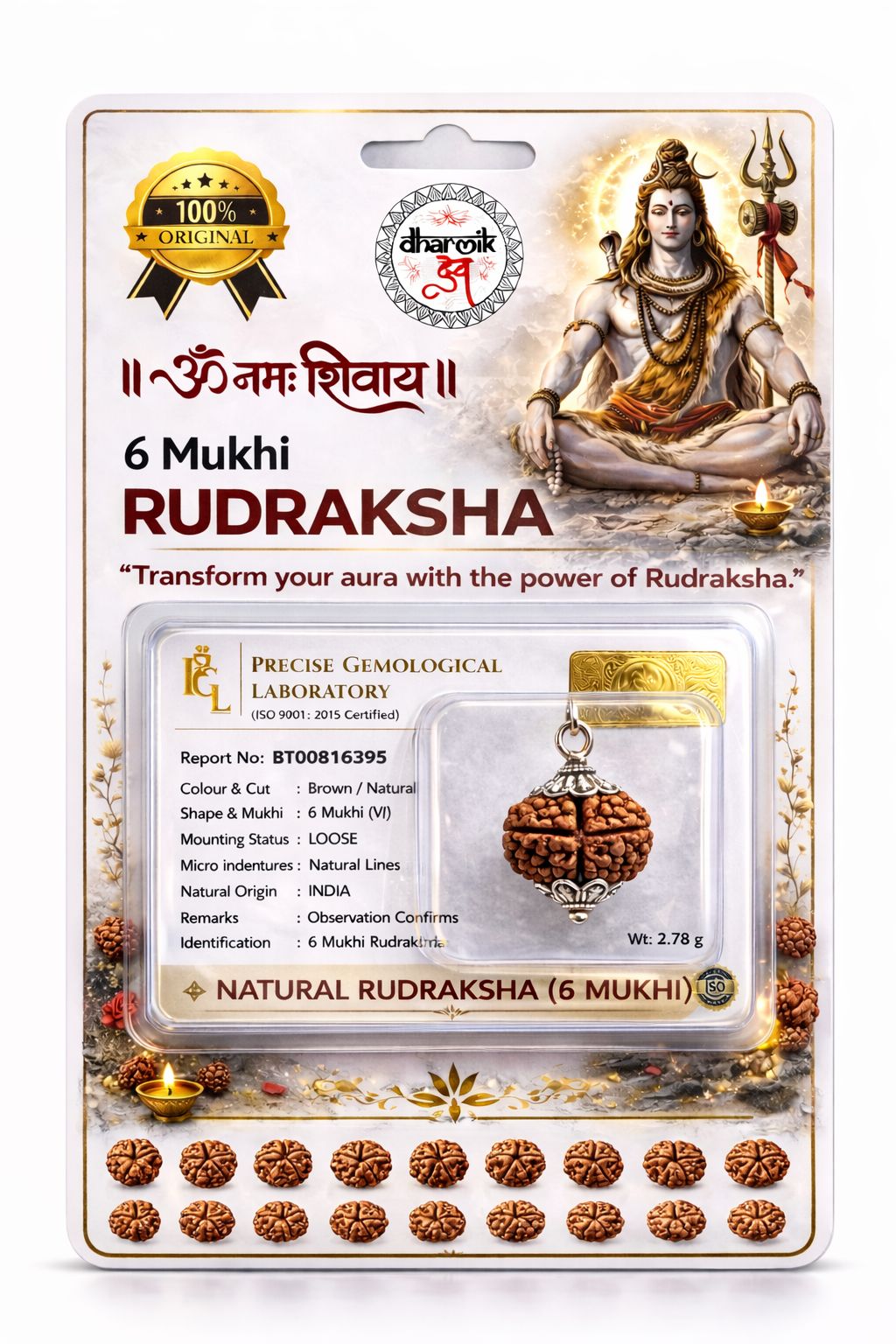6 Mukhi Rudraksha (Government Lab Certified)