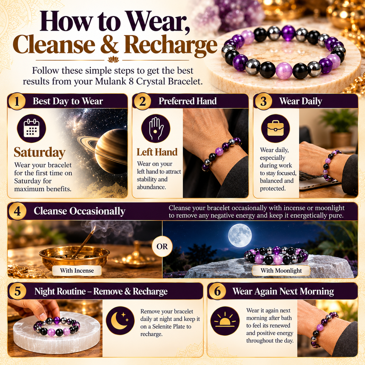 Mulank 8 Crystal Bracelet (Govt Lab Certified)
