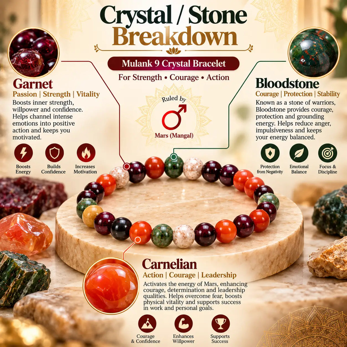 Mulank 9 Crystal Bracelet (Govt Lab Certified)