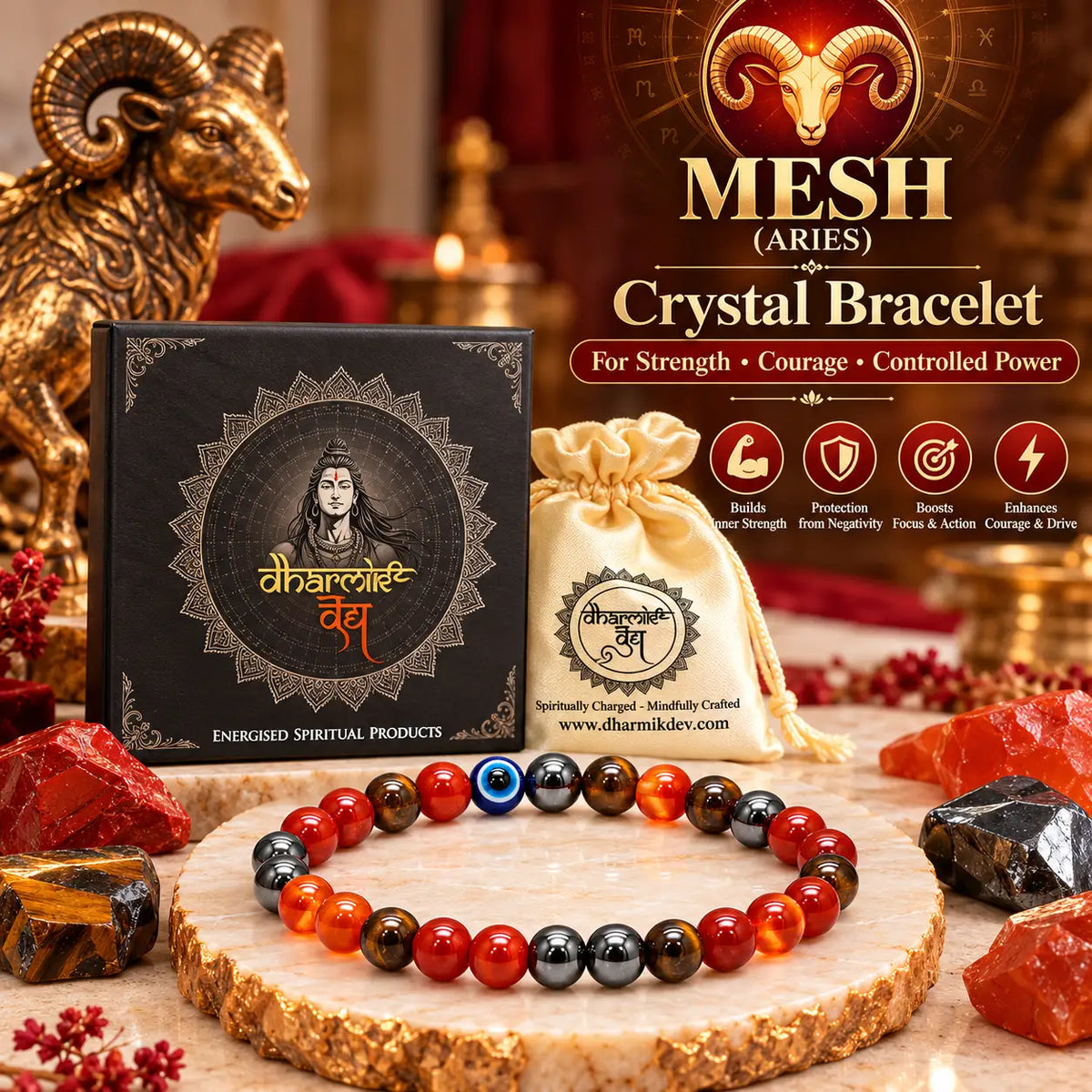 Aries (Mesha) Crystal Bracelet (Govt Lab Certified)