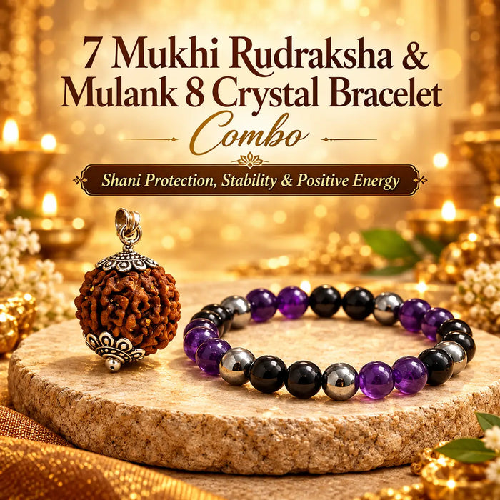 7 Mukhi Rudraksha & Mulank 8 Crystal Bracelet Combo