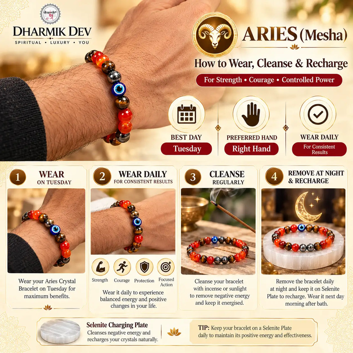 Aries (Mesha) Crystal Bracelet (Govt Lab Certified)