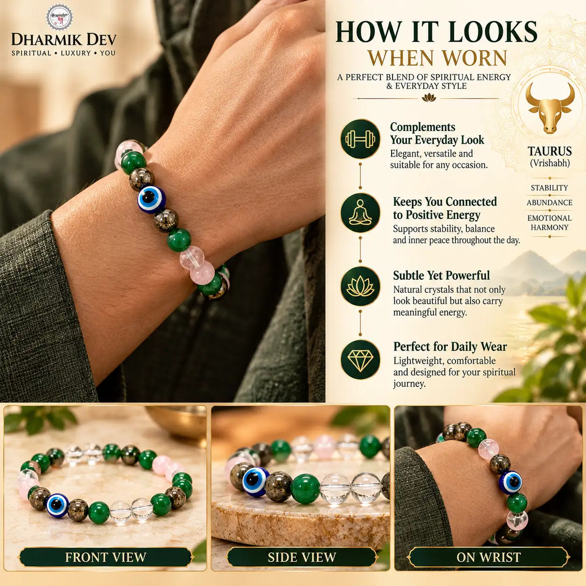TAURUS (Vrishabh) Crystal Bracelet (Govt Lab Certified)