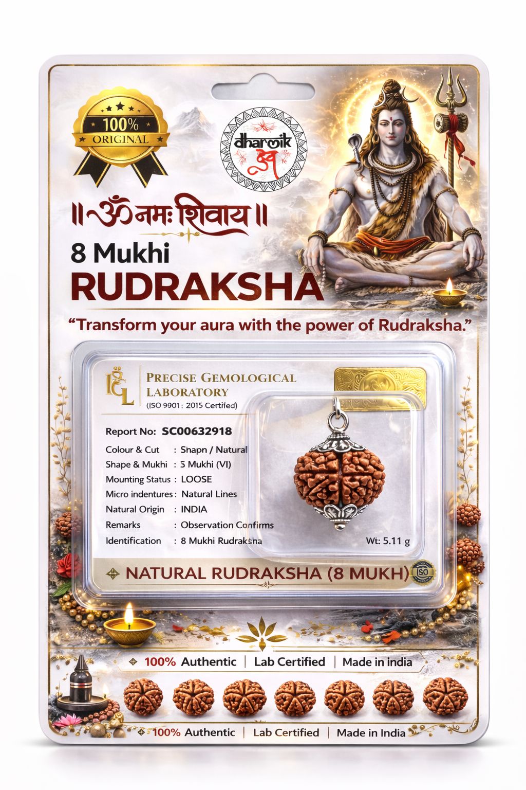 8 Mukhi Rudraksha (Government Lab Certified)