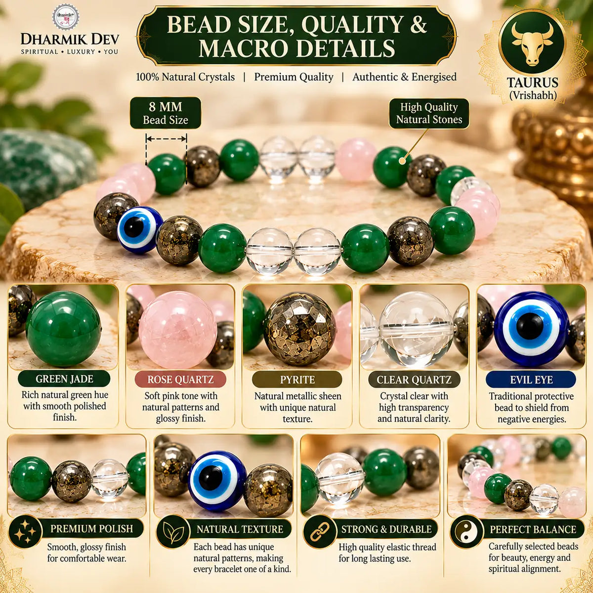 TAURUS (Vrishabh) Crystal Bracelet (Govt Lab Certified)