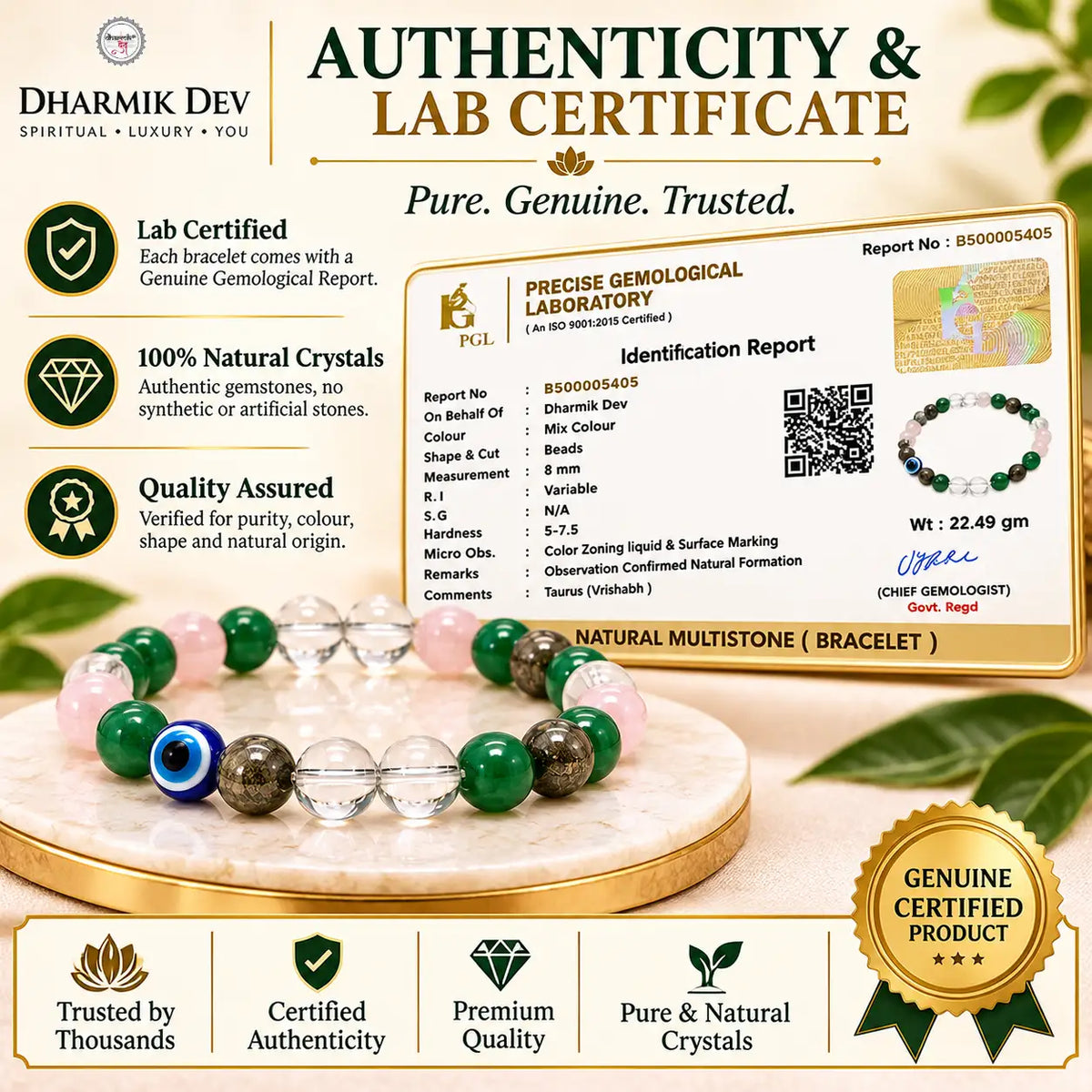 TAURUS (Vrishabh) Crystal Bracelet (Govt Lab Certified)