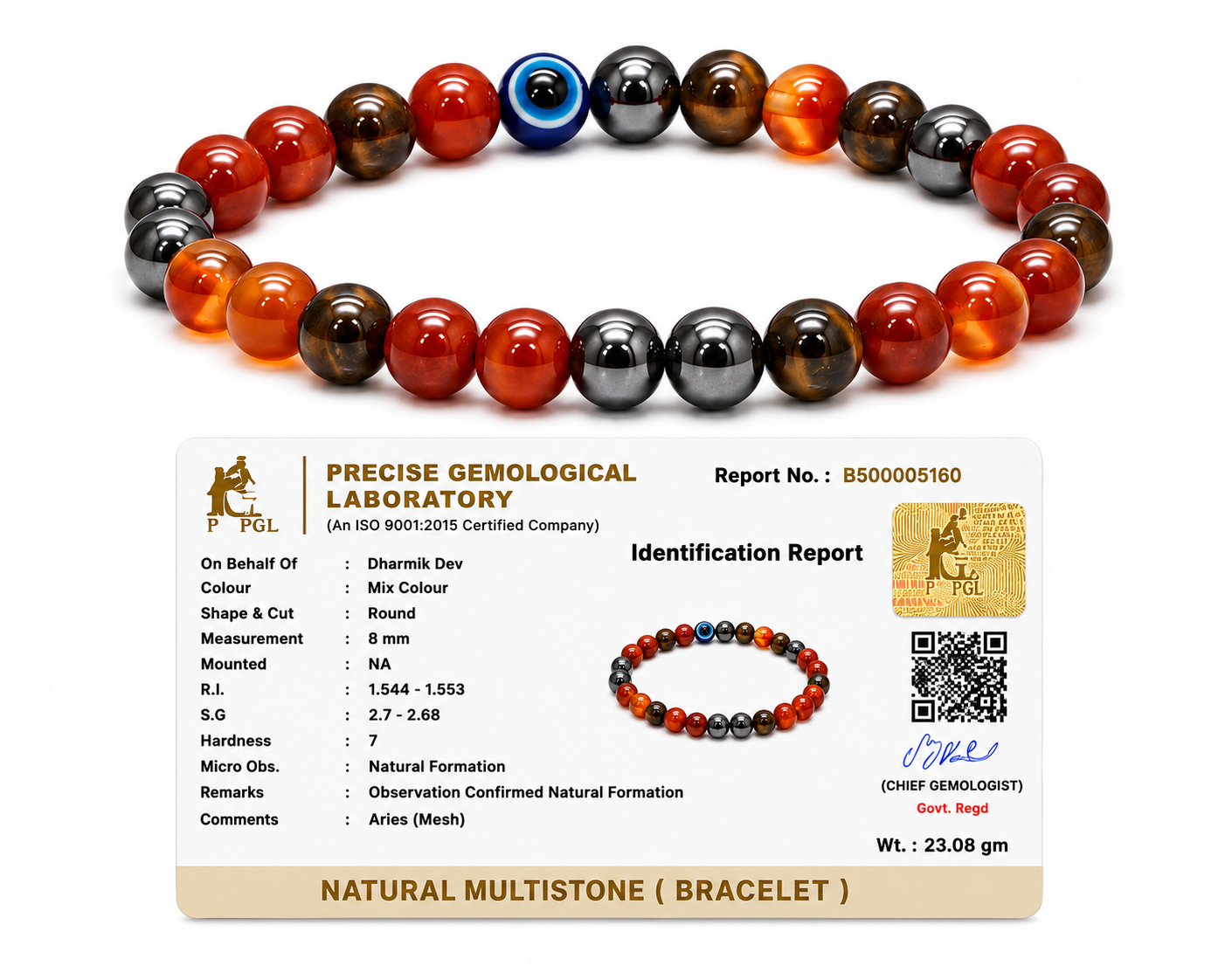 Aries (Mesha) Crystal Bracelet (Govt Lab Certified)