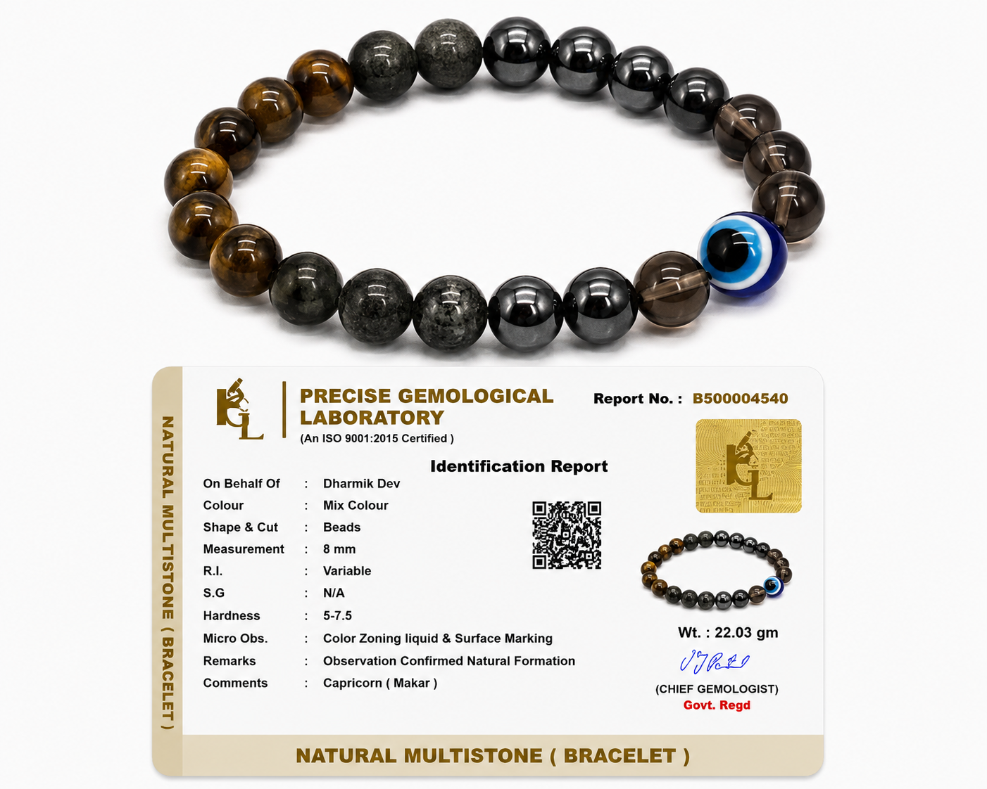Capricorn (Makar) Crystal Bracelet (Govt Lab Certified)
