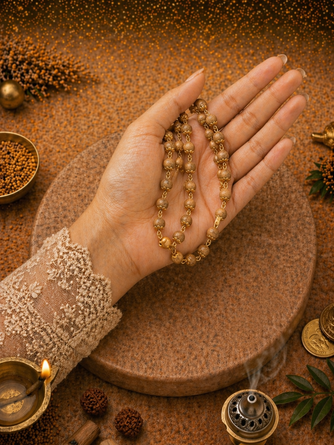 Gold Plated Tulsi Mala