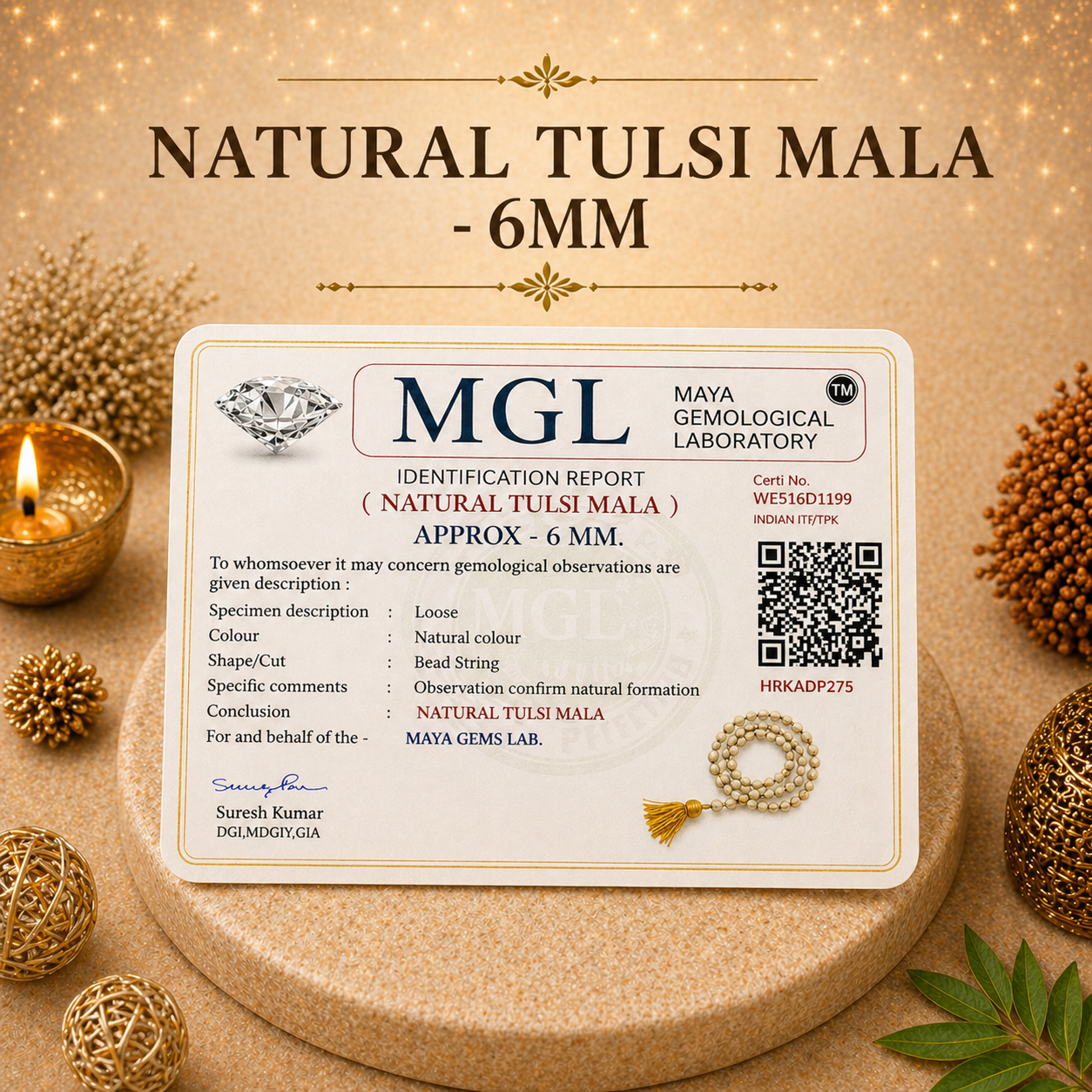 Natural Tulsi Mala -6 mm
