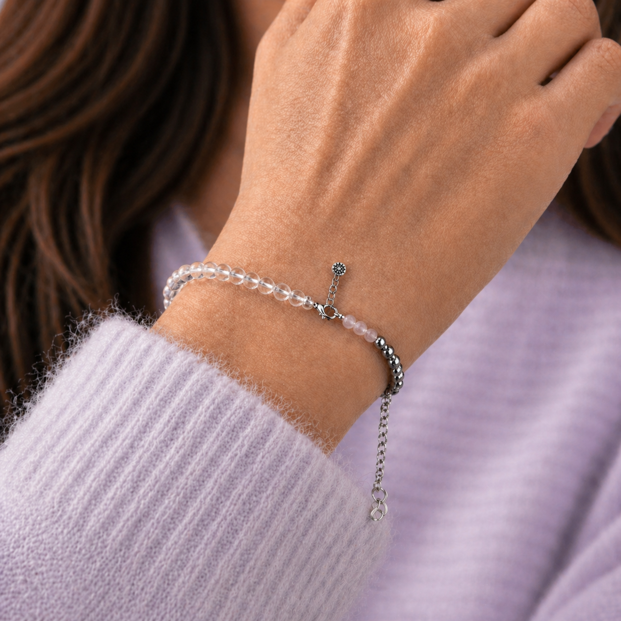 clear quartz anklet