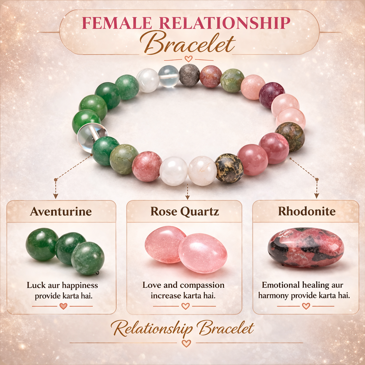 Female Relationship Crystal Bracelet With Certification