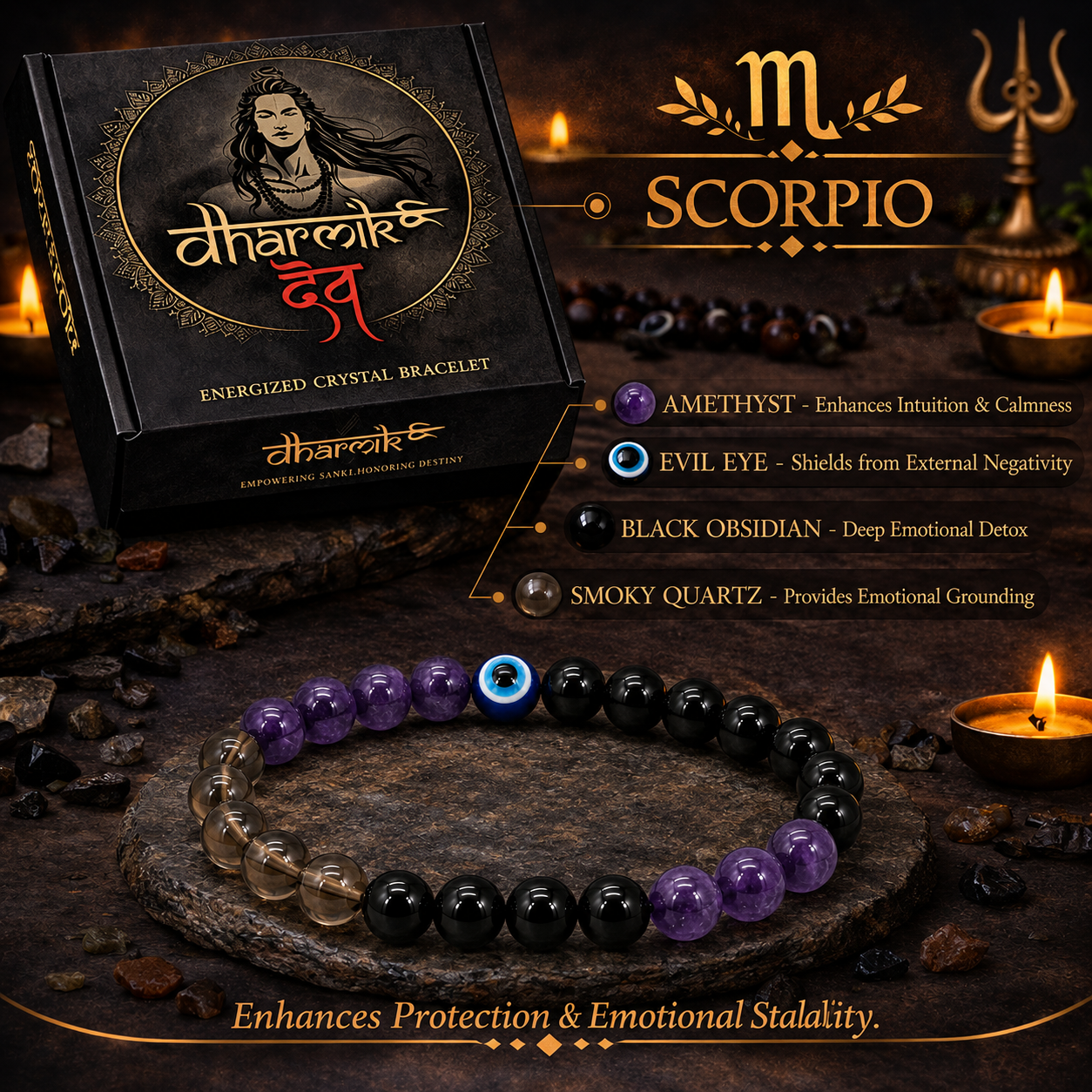 Scorpio (Vrishchik) Crystal Bracelet (Govt Lab Certified)