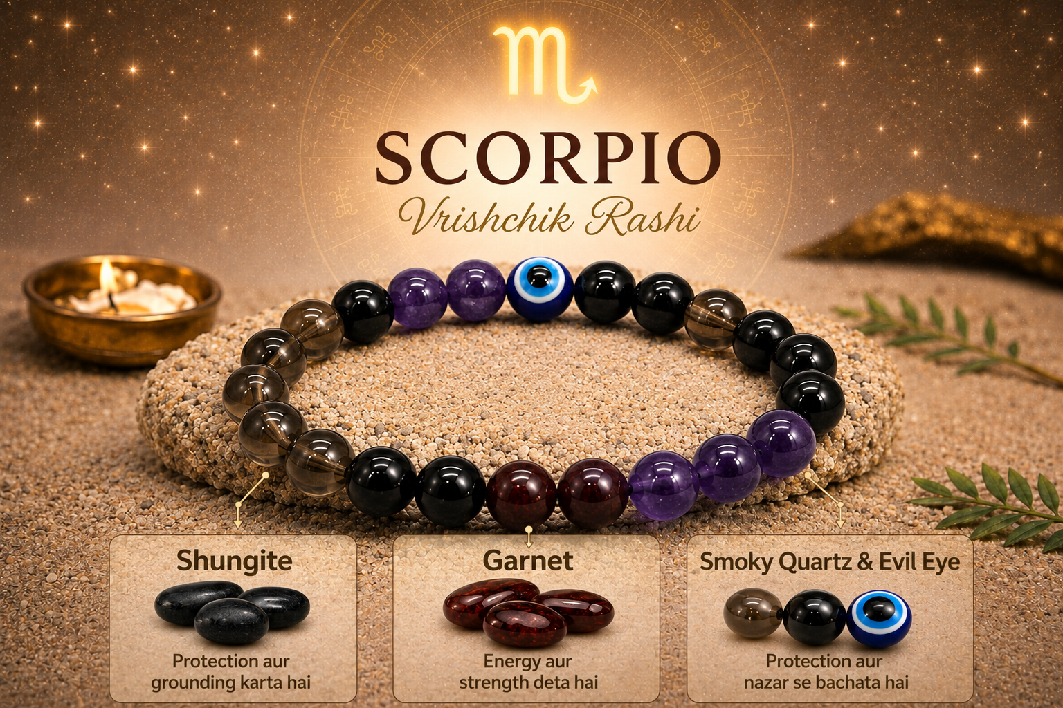 Scorpio (Vrishchik) Crystal Bracelet (Govt Lab Certified)