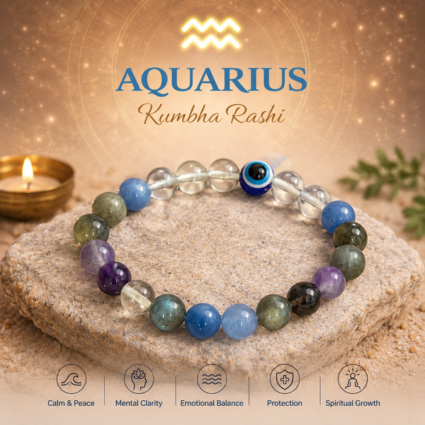 Aquarius (Kumbh) Crystal Bracelet (Govt Lab Certified)