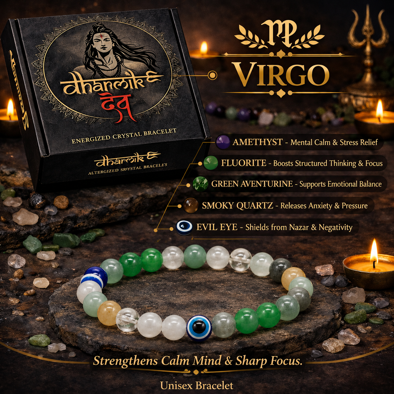VIRGO (Kanya) Crystal Bracelet (Govt Lab Certified)
