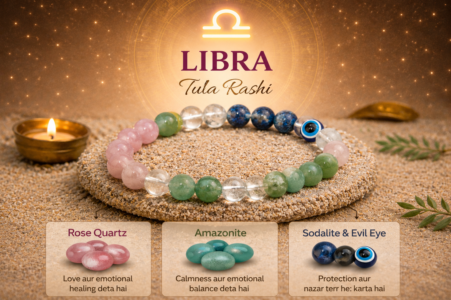 Libra (Tula) Crystal Bracelet (Govt Lab Certified)