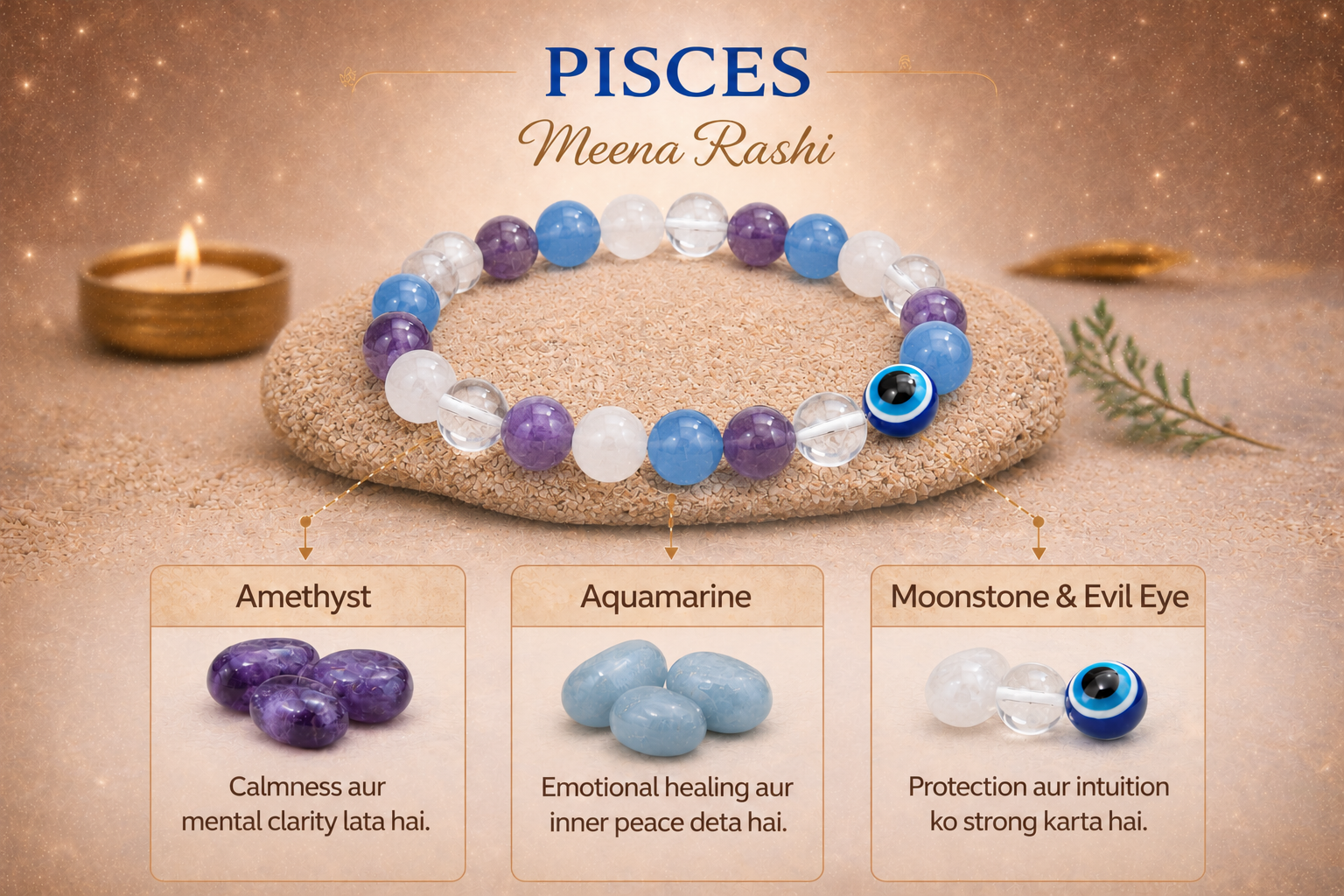 Pisces (Meen) Crystal Bracelet (Govt Lab Certified)