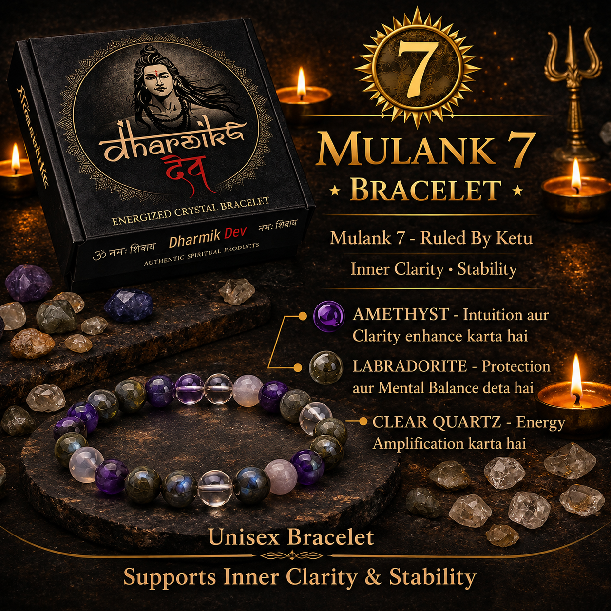 Mulank 7 Crystal Bracelet (Govt Lab Certified)