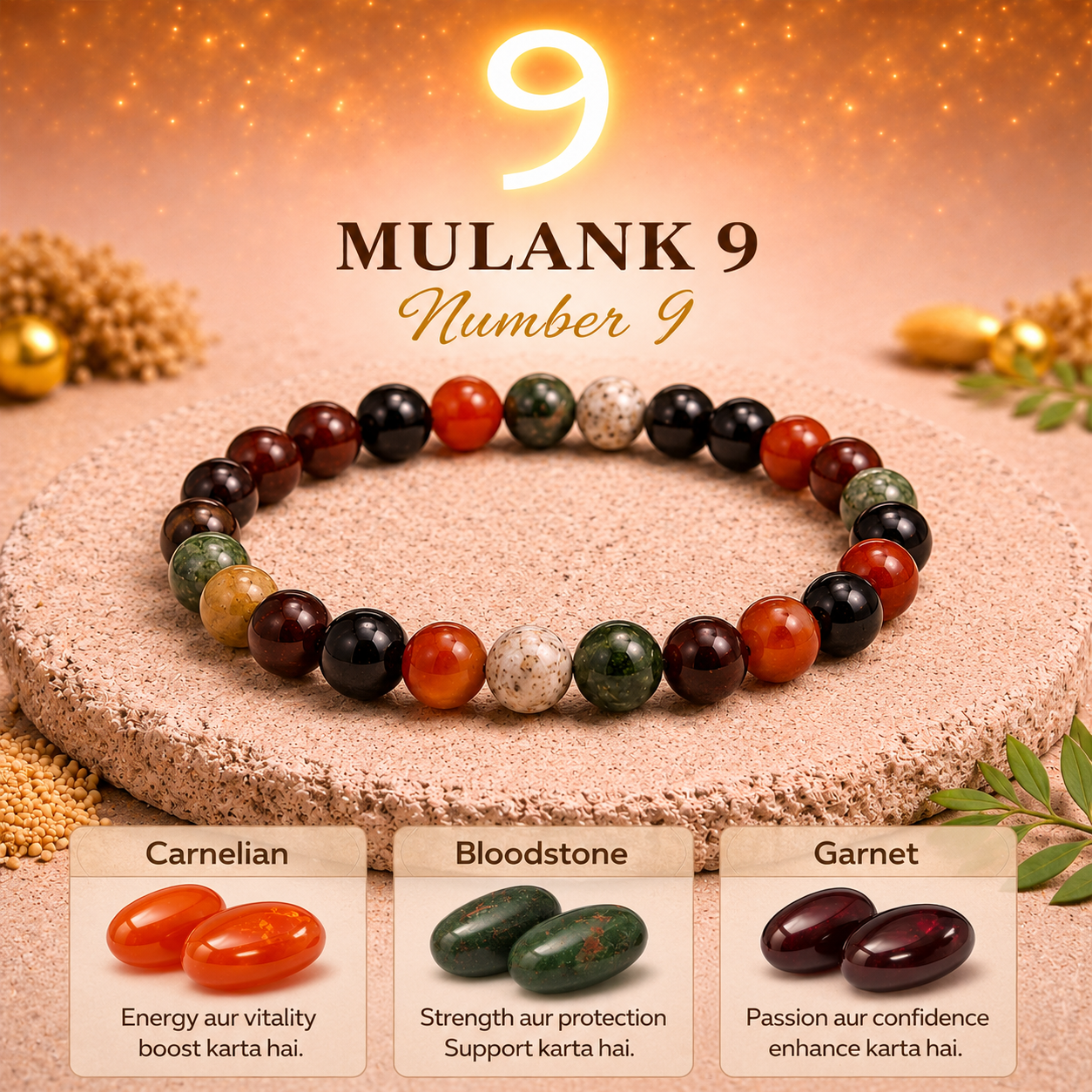 Mulank 9 Crystal Bracelet (Govt Lab Certified)