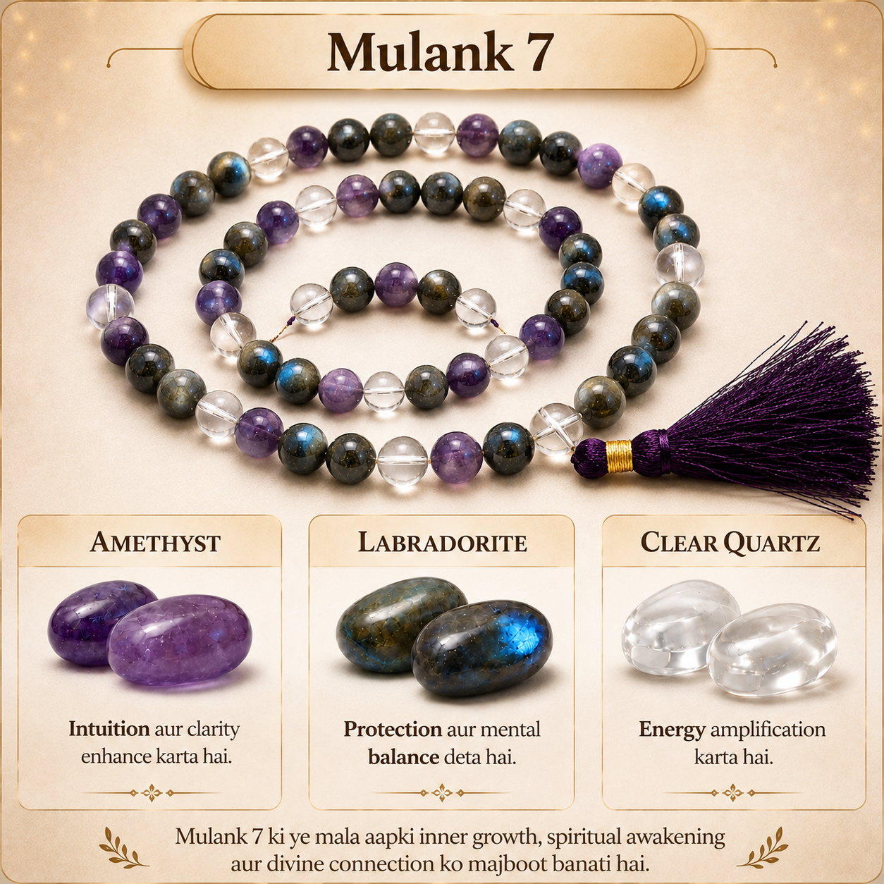 Mulank 7 Crystal Mala (108 Beads) – Govt Lab Certified