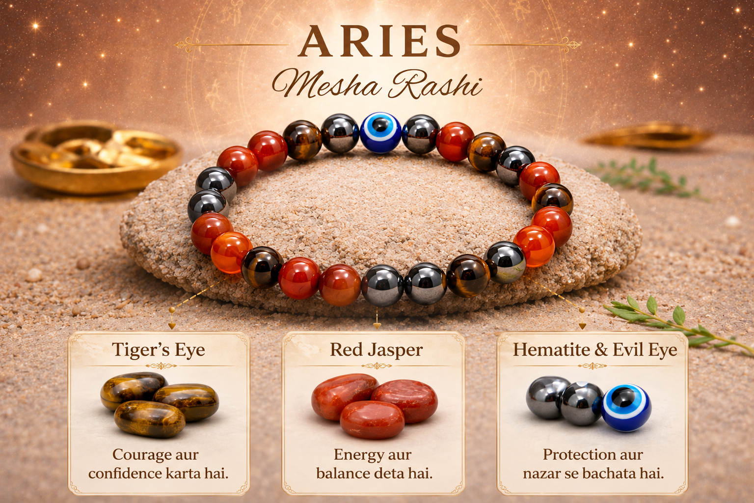 Aries (Mesha) Crystal Bracelet (Govt Lab Certified)