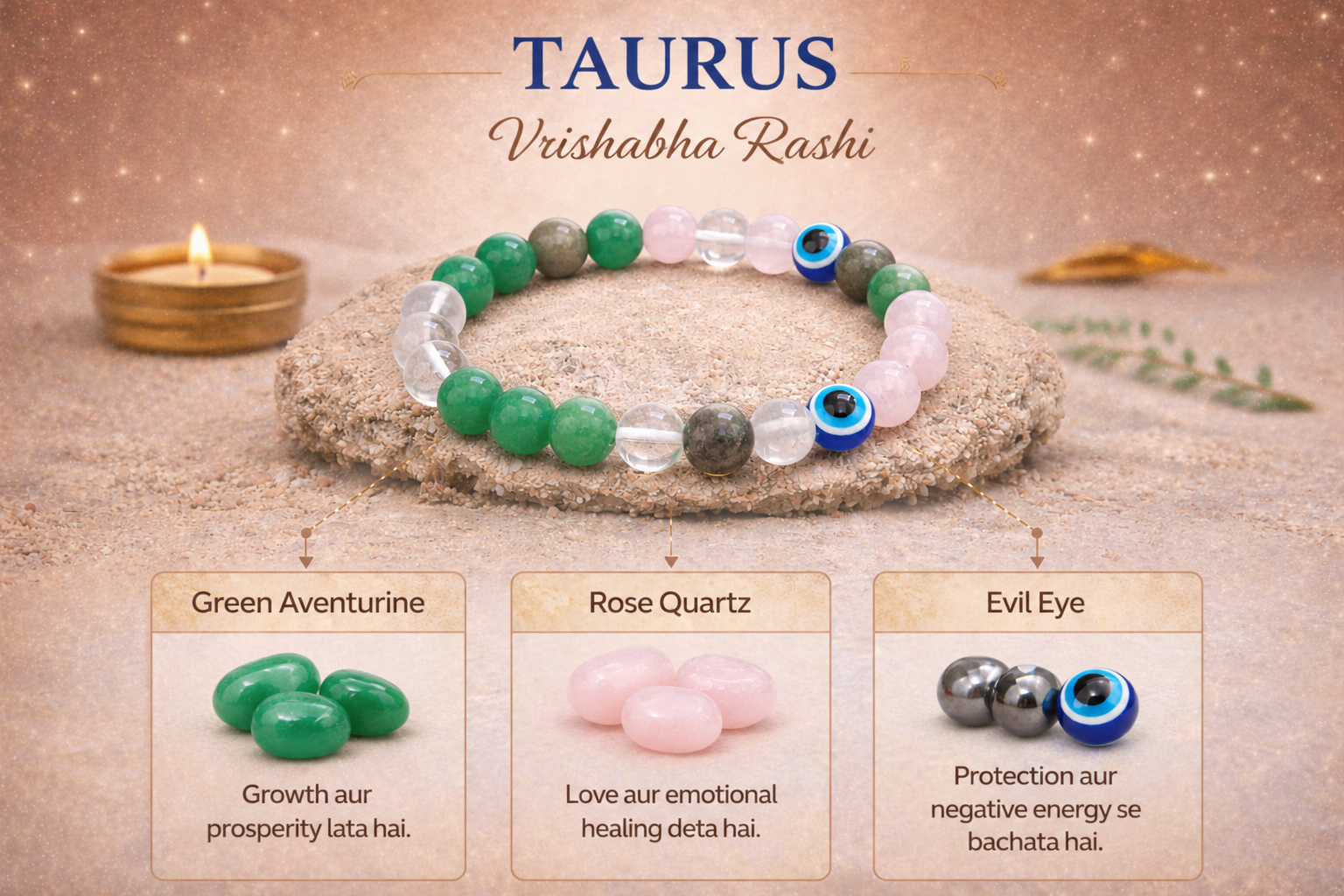 TAURUS (Vrishabh) Crystal Bracelet (Govt Lab Certified)