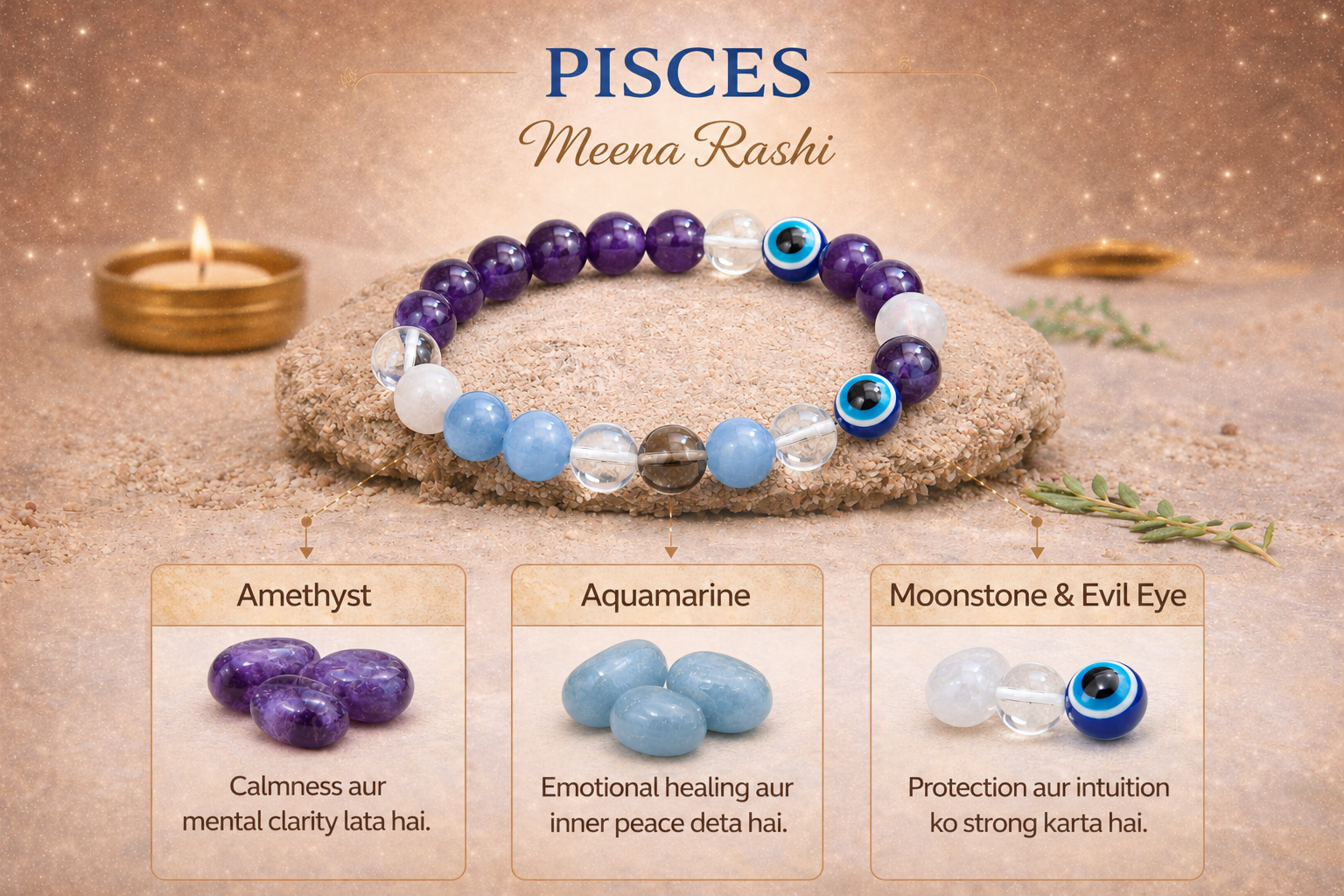 Pisces (Meen) Crystal Bracelet (Govt Lab Certified)