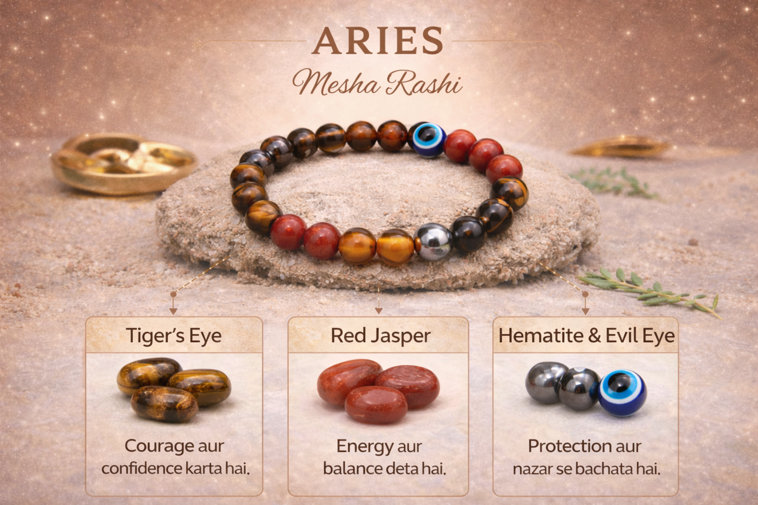 Aries (Mesha) Crystal Bracelet (Govt Lab Certified)