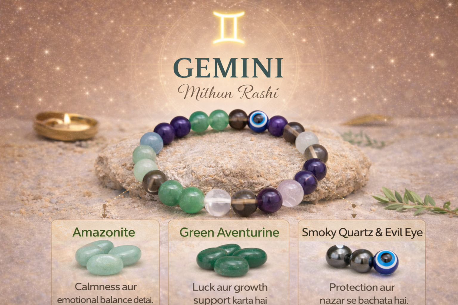 Gemini (Mithun) Crystal Bracelet (Govt Lab Certified)