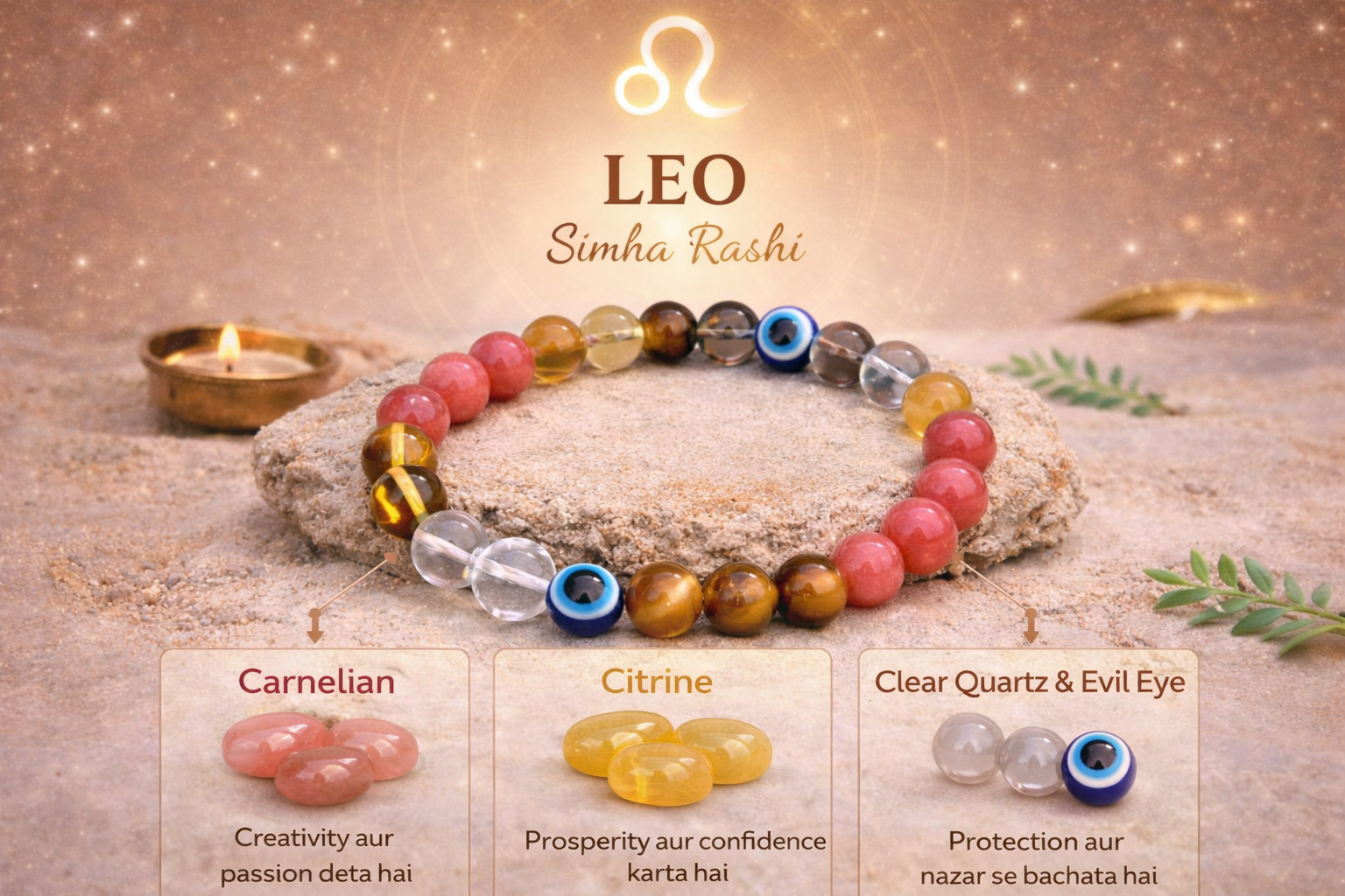 Leo (Simha) Crystal Bracelet (Govt Lab Certified)